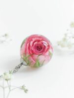 Real Rose Resin Necklace - Pink Floral Jewelry