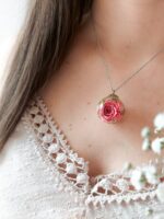 Real Rose Resin Necklace - Pink Floral Jewelry