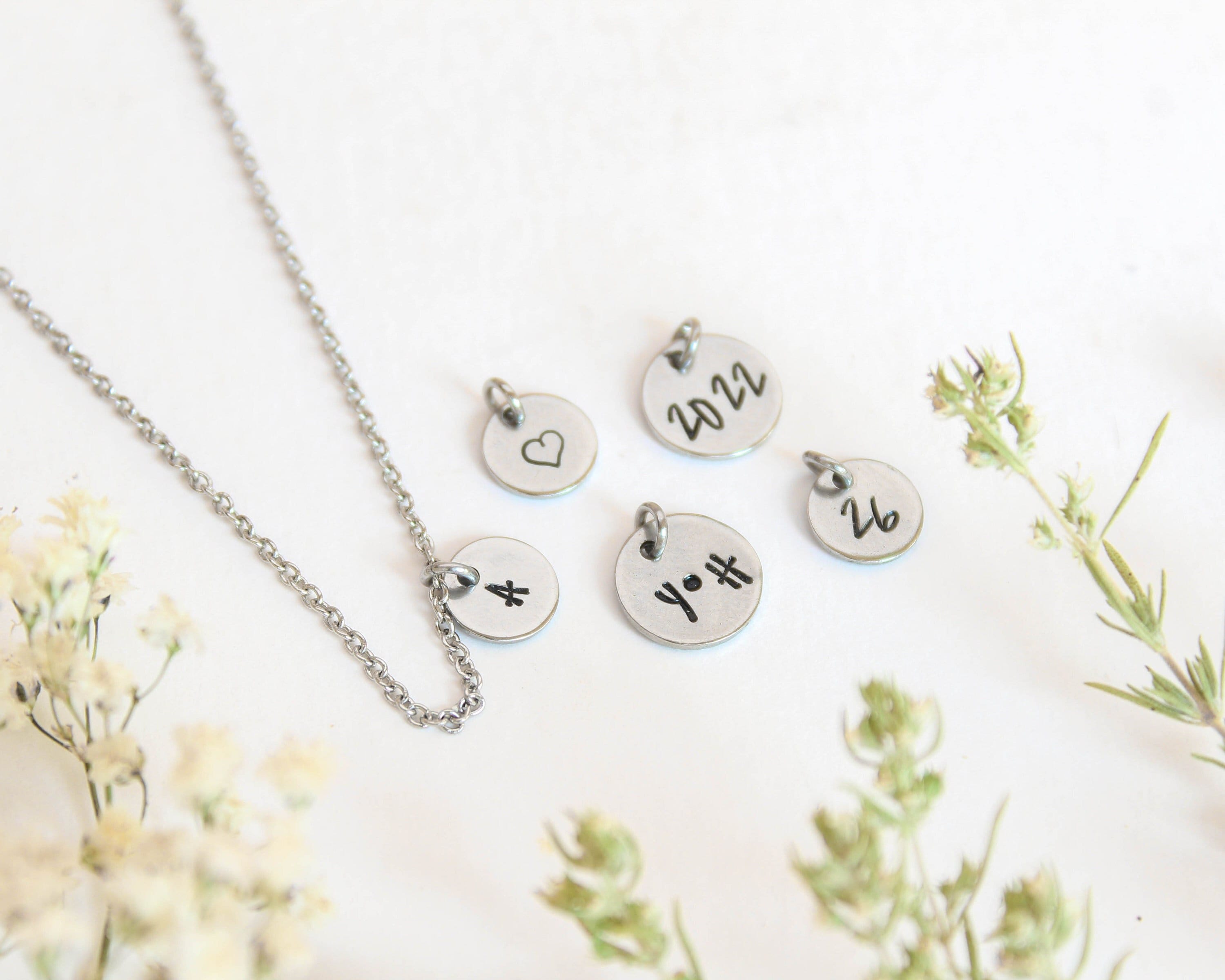 Add Personalized Hand Stamped Initial Charm for Necklace