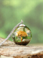 Mushroom Terrarium Necklace in Resin - Cottagecore Jewelry
