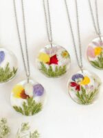 Combined birth flower bouquet necklace - Personalized Family gift idea