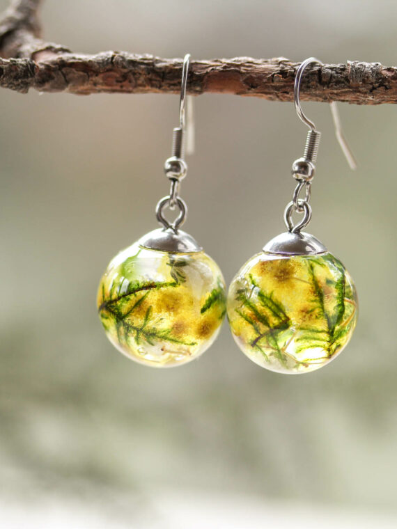 Real flower earrings, Terrarium earrings, Resin flower earrings, Floral earrings dangle, Birthday gift for mom garden, Dainty flower jewelry