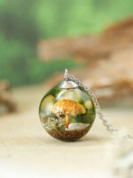 Mushroom Terrarium Necklace in Resin - Cottagecore Jewelry