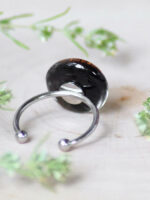 Real Mushroom Adjustable Ring with Fern and Dandelion Seed