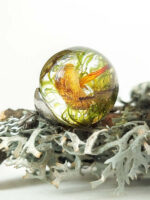 Tiny Mushroom Charm Necklace with Green Moss for Nature Lover