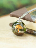 Mushroom Terrarium Necklace in Resin - Cottagecore Jewelry