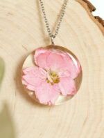 August Birth Flower Necklace - Pressed Gladiolus Jewelry in Resin