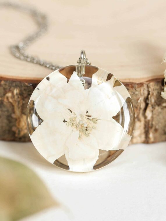 December Pressed Birthflower Necklace - Narcissus Flower Jewelry