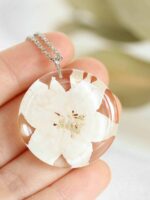 December Pressed Birthflower Necklace - Narcissus Flower Jewelry
