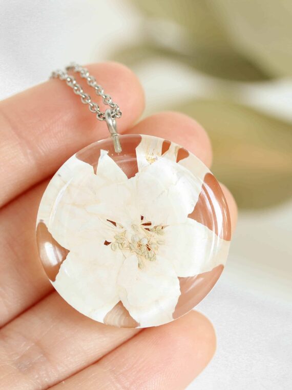 December Pressed Birthflower Necklace - Narcissus Flower Jewelry
