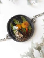 Nature Adjustable Chain Bracelet with Dried Mushroom in Resin