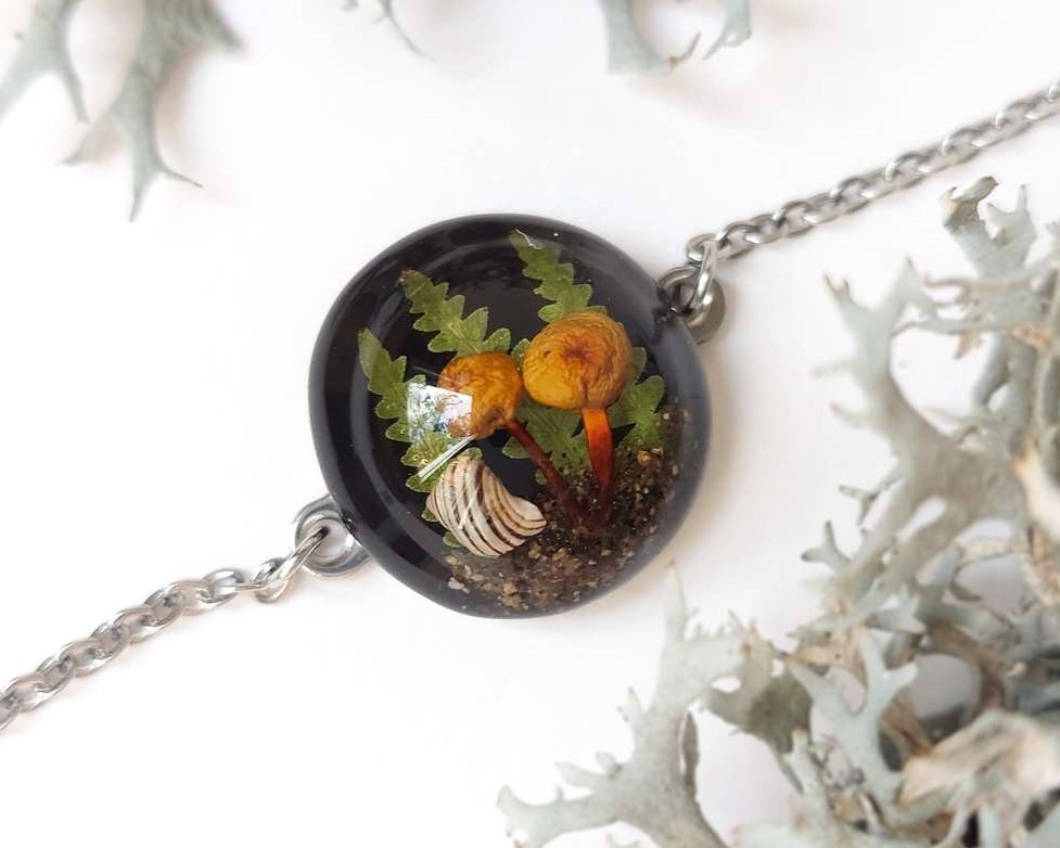 Aesthetic Bracelet with Real Mushrooms for Forest Lovers
