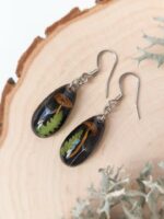Dark Cottagecore Mushroom Earrings - Black Teardrop Earrings