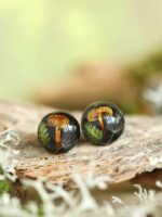 Real Mushroom Resin Earrings - Boho Minimalist Earrings Post