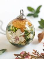 Floral Terrarium Necklace with Real Mushroom and Flower