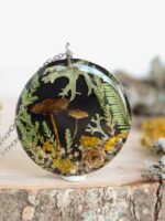 Mushroom Necklace with Real Plants - Jewelry Inspired by Nature