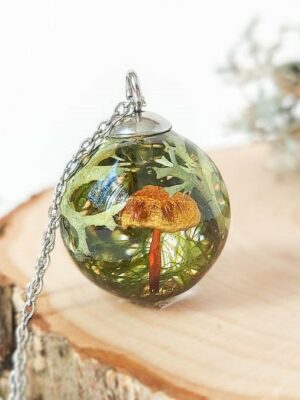 Nature Necklace with Mushroom and Moss