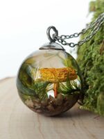 Woodland Inspired Necklace with Dried Mushroom and Moss