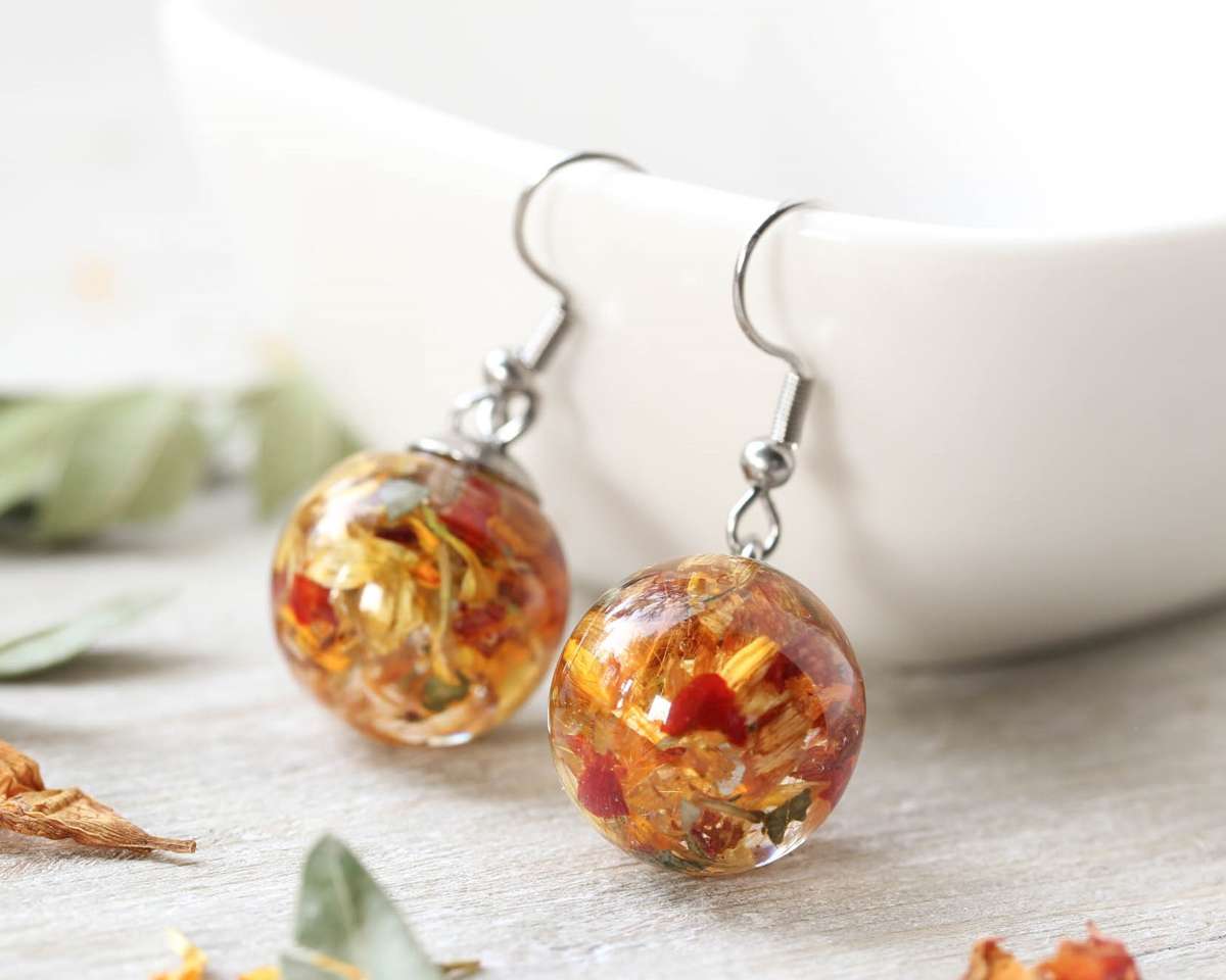 Bridal Bouquet Earrings Dangle | Flower Preservation Jewelry