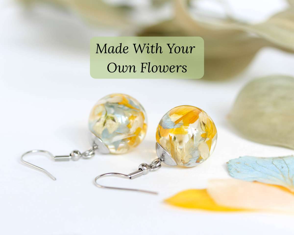 Custom Bouquet Preservation Earrings – Dangle Wedding Flower Keepsake