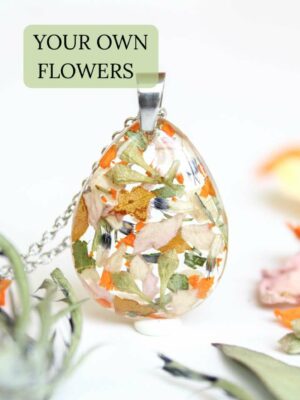 Bridal Bouquet Flower Preservation Necklace – Personalized Wedding Keepsake