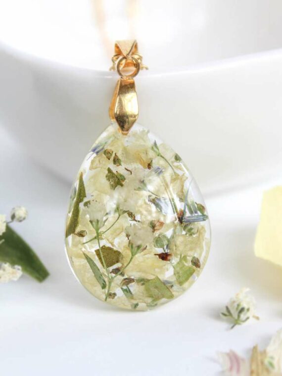 Custom Wedding Bouquet Preservation Necklace – Handmade Keepsake with Real Flowe