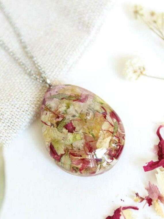 Flower Preservation Wedding Resin Necklace – Custom Keepsake with Your Real Flowers