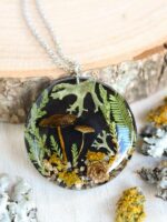 Mushroom Necklace with Real Plants - Jewelry Inspired by Nature