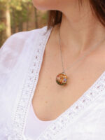 Terrarium Mushroom Necklace with Wildflower and Butterfly
