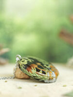 Aesthetic Mushroom Necklace with Real Lichen, Leaf and Pinecone