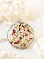 Memorial Flowers Necklace – Preserved Flower Keepsake to Honor a Loved One