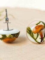 Handmade Forest Earrings Studs with Real Mushrooms and Plants