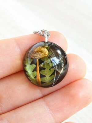 Small Mushroom Necklace in Resin for Nature Lovers