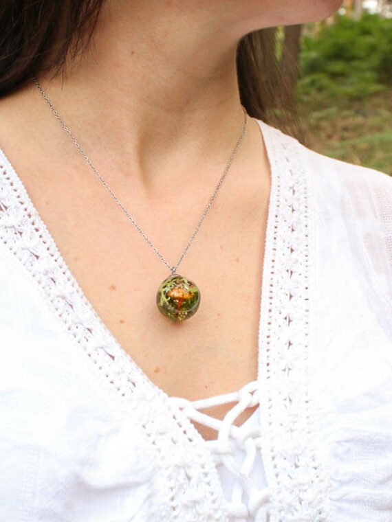 Nature Necklace with Mushroom and Moss