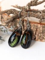 Dark Cottagecore Mushroom Earrings - Black Teardrop Earrings