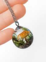 Woodland Inspired Necklace with Dried Mushroom and Moss
