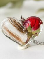 Custom Pet Memorial Necklace – Personalized Keepsake with Pet Hair & Preserved Rose