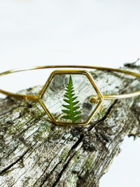 Real fern bracelet, Real leaf bracelet, Botanical jewellery, Plant resin jewelry, Real flower bracelet, Nature resin bracelet Forest jewelry