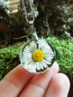 Dainty Flower Pendant Necklace - White Flower Jewelry in Resin