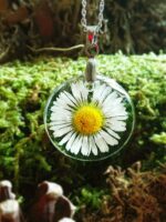Dainty Flower Pendant Necklace - White Flower Jewelry in Resin