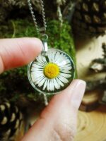 Dainty Flower Pendant Necklace - White Flower Jewelry in Resin