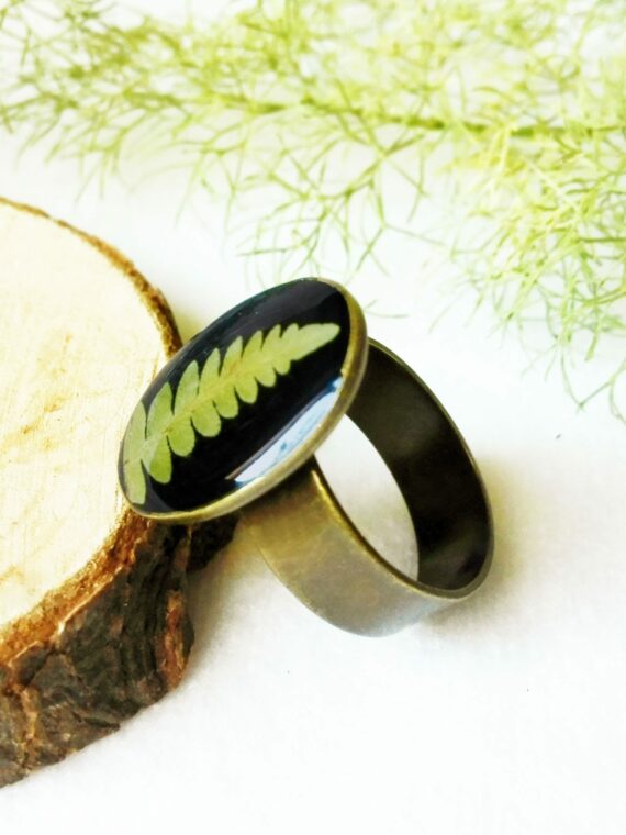Anillo de bronce antiguo, Anillo de helecho real, Anillo del bosque, Anillo de helecho, Anillo inspirado en la naturaleza, Regalo para ella