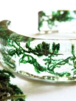 Green cuff bracelet, Moss bracelet, Nature lover bracelet, Bangle cuff bracelet, Birthday gifts for best friend, Chunky bangle bracelet