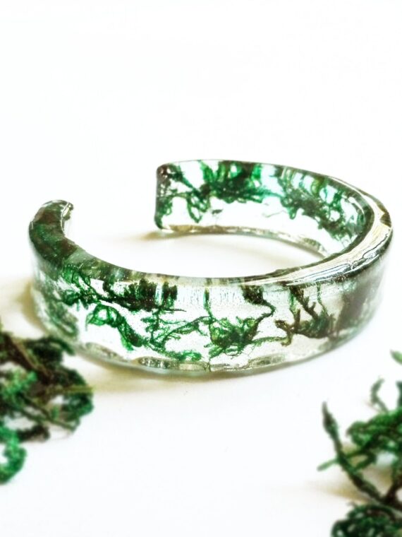 Green cuff bracelet, Moss bracelet, Nature lover bracelet, Bangle cuff bracelet, Birthday gifts for best friend, Chunky bangle bracelet