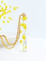 Real flower necklace, Crystal resin necklace, Mimosa necklace, Terrarium necklace Yellow flower jewelry Crystal necklace Real flower jewelry