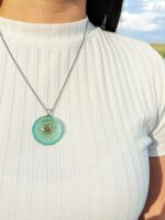 Light blue necklace, Real dandelion necklace, Make a wish necklace, Birthday gift idea for her, Sky blue jewelry, Turquoise pendant necklace