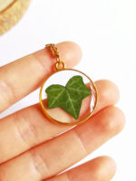 Personalized initial necklace, Pressed leaf necklace, Botanical jewelry, Personalized letter necklace for women, Ivy jewelry, Birthday gifts