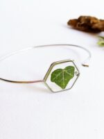 Resin bracelet, Pressed leaf bracelet, Ivy bracelet, Eco resin jewelry, Botanical bracelet, Ivy leaf jewelry, Geometric bracelet Unique gift