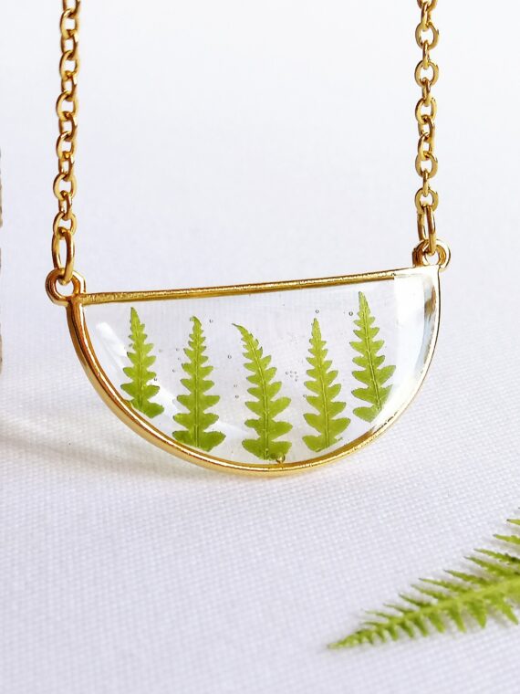 Nature lover necklace, Personalized letter necklace, Pressed leaf necklace, Fern necklace, Dainty leaf necklace, Custom minimalist necklace