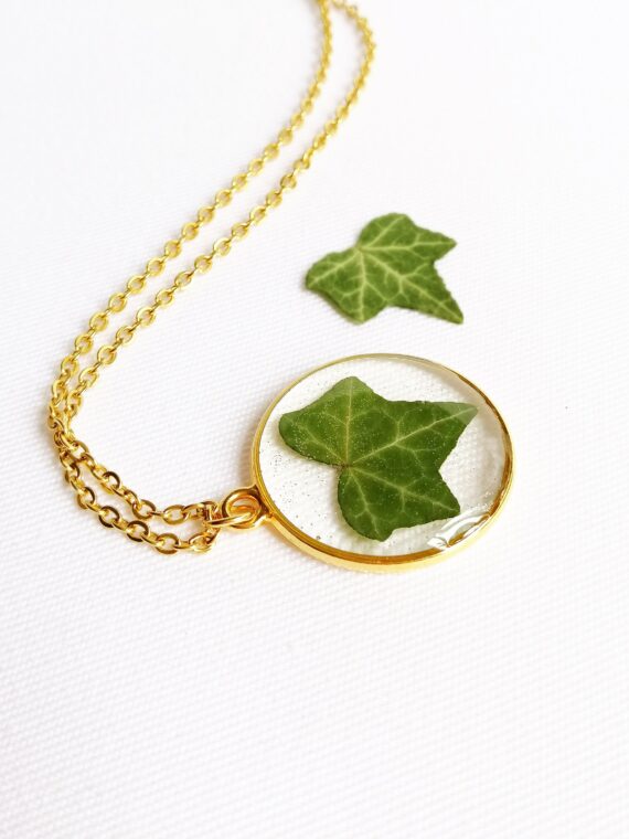 Personalized initial necklace, Pressed leaf necklace, Botanical jewelry, Personalized letter necklace for women, Ivy jewelry, Birthday gifts